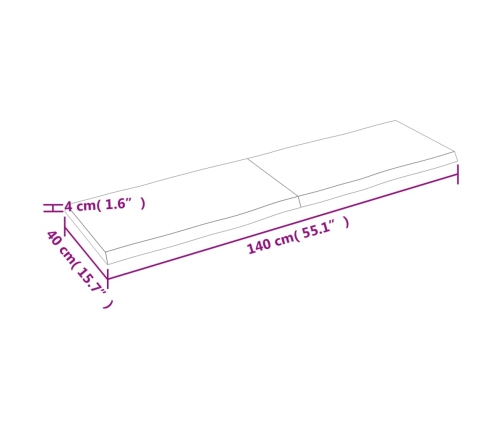 Tablero de mesa madera maciza borde natural 140x40x(2-4) cm