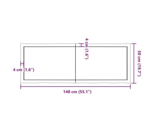 Tablero de mesa madera maciza borde natural 140x50x(2-4) cm