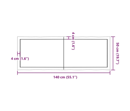 Tablero de mesa madera maciza borde natural 140x50x(2-6) cm