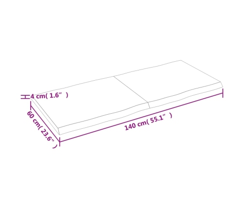 Tablero de mesa madera maciza borde natural 140x60x(2-4) cm