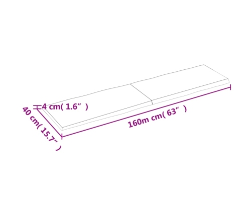 Tablero de mesa madera maciza borde natural 160x40x(2-4) cm