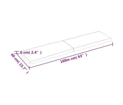 Tablero de mesa madera maciza borde natural 160x40x(2-6) cm