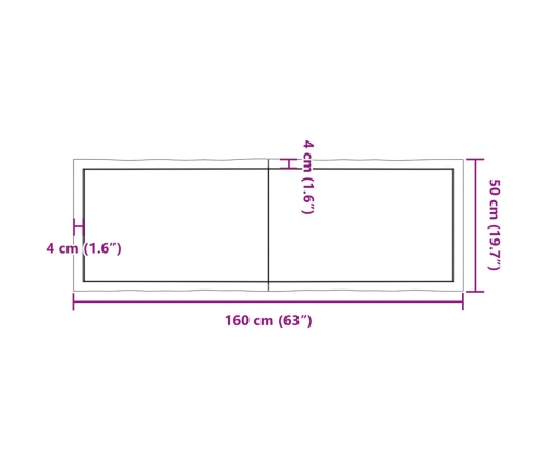 Tablero de mesa madera maciza borde natural 160x50x(2-6) cm