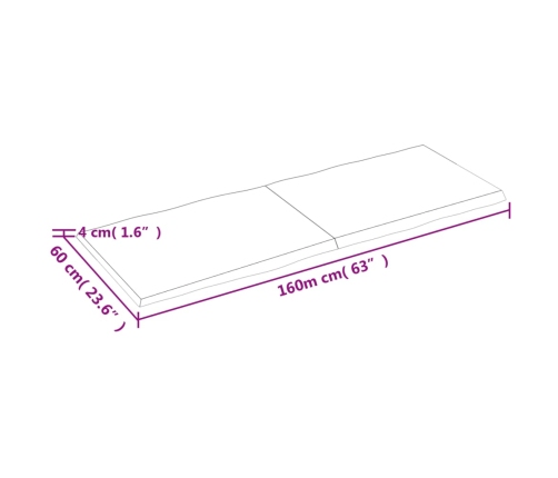 Tablero de mesa madera maciza borde natural 160x60x(2-4) cm