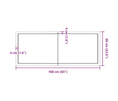 Tablero de mesa madera maciza borde natural 160x60x(2-4) cm