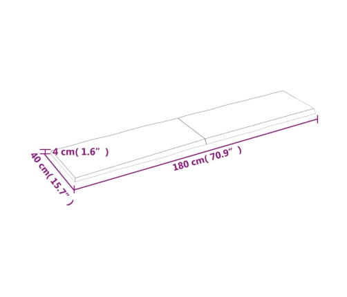 Tablero de mesa madera maciza borde natural 180x40x(2-4) cm