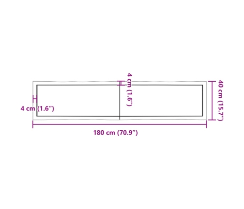 Tablero de mesa madera maciza borde natural 180x40x(2-4) cm