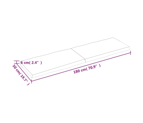 Tablero de mesa madera maciza borde natural 180x50x(2-6) cm