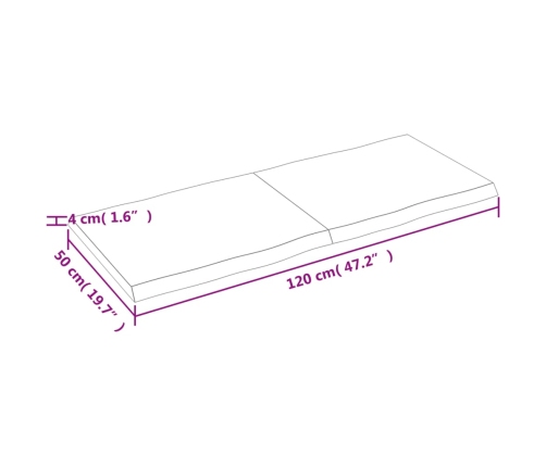 Tablero mesa madera tratada borde natural marrón 120x50x(2-4)cm