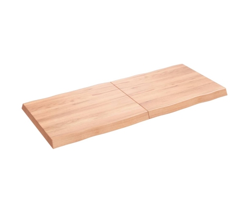 Tablero mesa madera tratada borde natural marrón 140x60x(2-6)cm