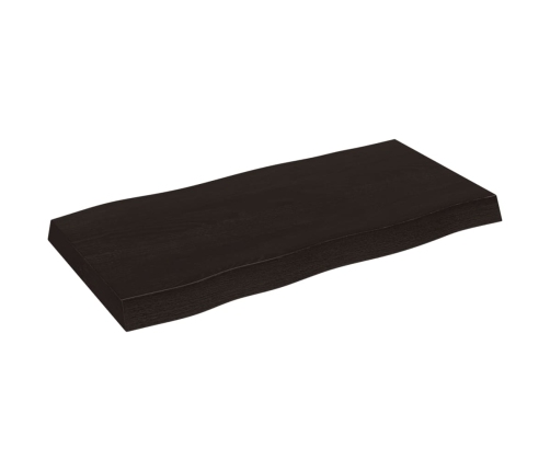 Tablero mesa madera tratada borde vivo marrón 80x40x(2-6) cm