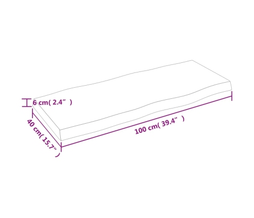 Tablero mesa madera tratada borde vivo marrón 100x40x(2-6) cm