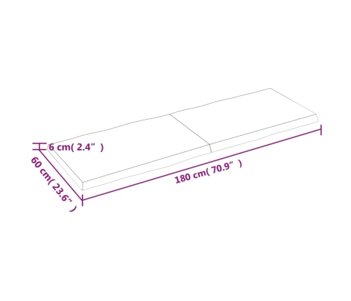 Tablero mesa madera tratada borde vivo marrón 180x60x(2-6) cm