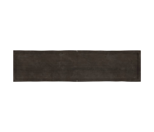 Tablero mesa madera tratada borde vivo marrón 220x50x(2-4) cm