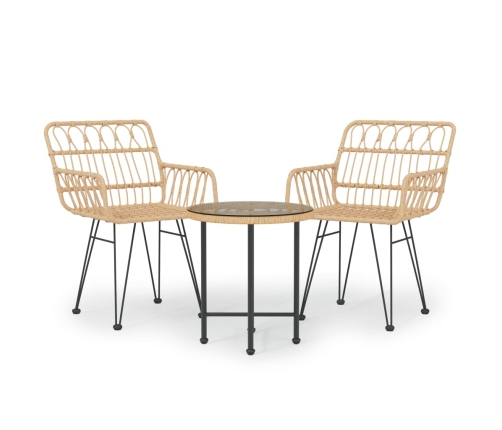 Juego de comedor de jardín 3 piezas ratán sintético