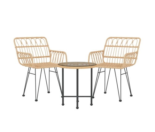 Juego de comedor de jardín 3 piezas ratán sintético