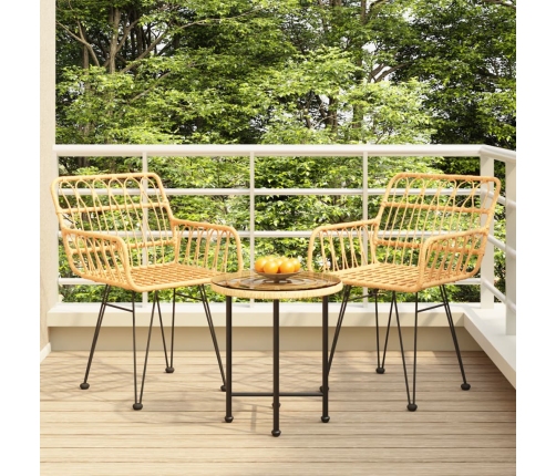 Juego de comedor de jardín 3 piezas ratán sintético