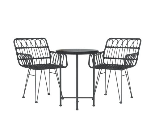 Juego de comedor de jardín 3 piezas ratán sintético negro