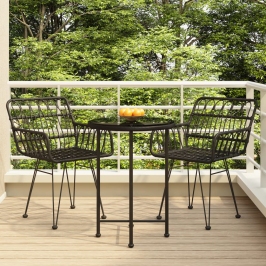 Juego de comedor de jardín 3 piezas ratán sintético negro