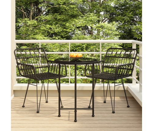 Juego de comedor de jardín 3 piezas ratán sintético negro