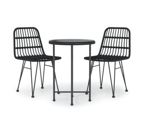 Juego de comedor de jardín 3 piezas ratán sintético negro