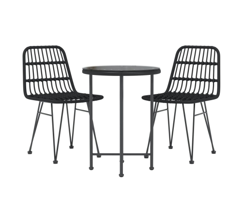 Juego de comedor de jardín 3 piezas ratán sintético negro