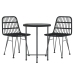 Juego de comedor de jardín 3 piezas ratán sintético negro