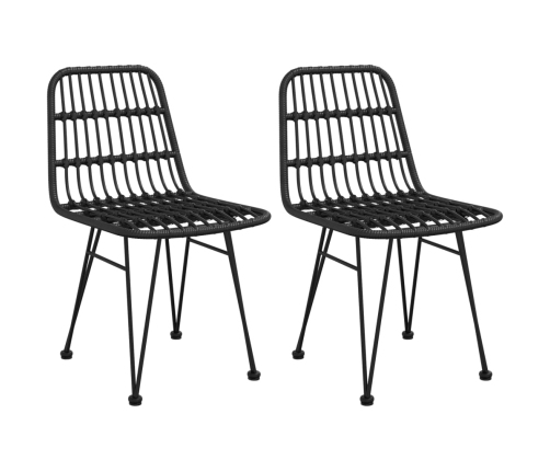 Juego de comedor de jardín 3 piezas ratán sintético negro