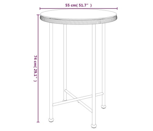 Juego de comedor de jardín 3 piezas ratán sintético negro