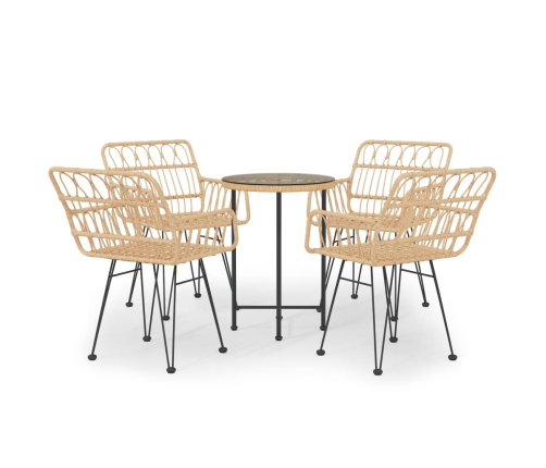 Juego de comedor de jardín 5 piezas ratán sintético