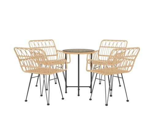 Juego de comedor de jardín 5 piezas ratán sintético