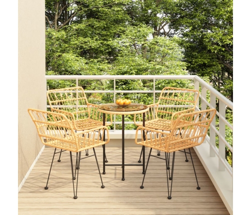 Juego de comedor de jardín 5 piezas ratán sintético