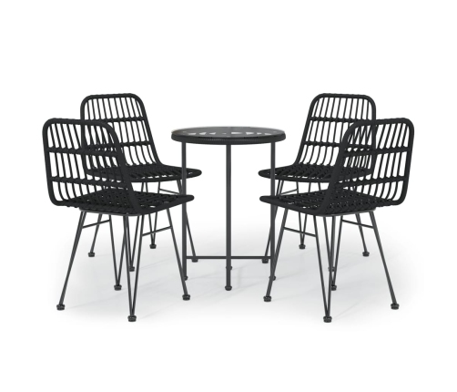 Juego de comedor de jardín 5 piezas ratán sintético negro