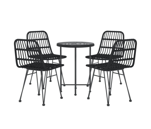 Juego de comedor de jardín 5 piezas ratán sintético negro