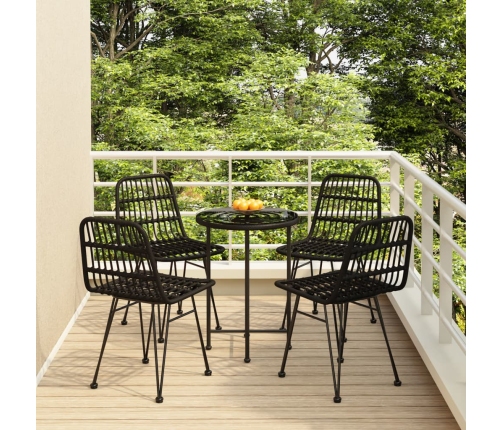 Juego de comedor de jardín 5 piezas ratán sintético negro