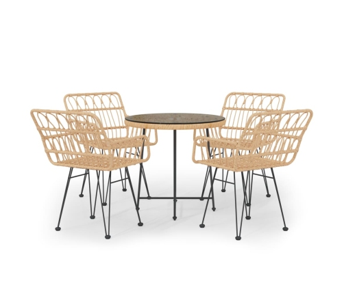 Juego de comedor de jardín 5 piezas ratán sintético
