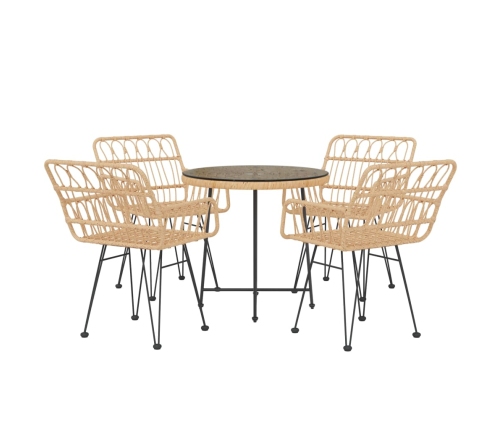 Juego de comedor de jardín 5 piezas ratán sintético