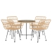Juego de comedor de jardín 5 piezas ratán sintético