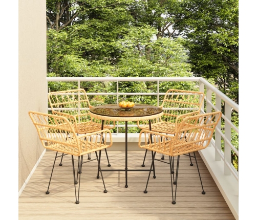 Juego de comedor de jardín 5 piezas ratán sintético