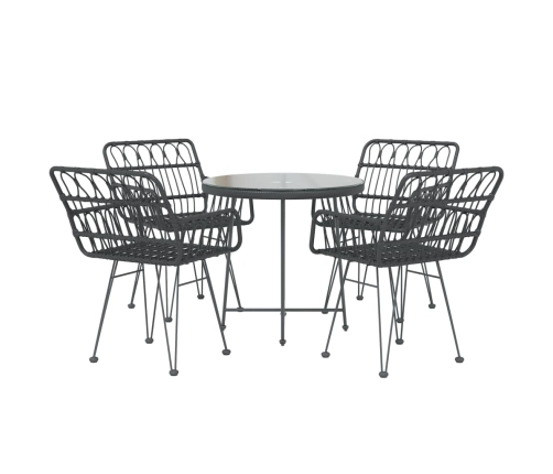 Juego de comedor de jardín 5 piezas ratán sintético negro