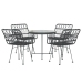 Juego de comedor de jardín 5 piezas ratán sintético negro