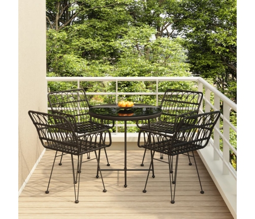 Juego de comedor de jardín 5 piezas ratán sintético negro