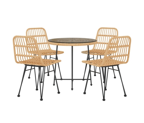 Juego de comedor de jardín 5 piezas ratán sintético