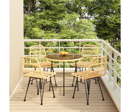 Juego de comedor de jardín 5 piezas ratán sintético