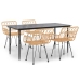 Juego de comedor de jardín 5 piezas ratán sintético