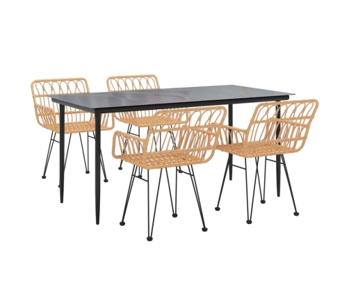 Juego de comedor de jardín 5 piezas ratán sintético