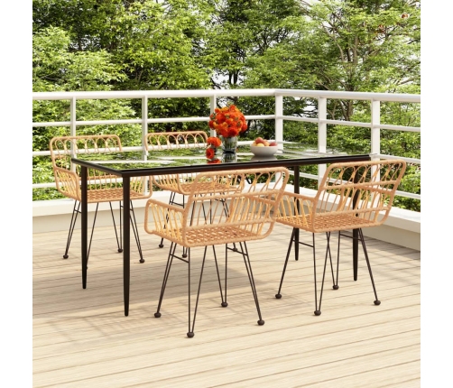 Juego de comedor de jardín 5 piezas ratán sintético