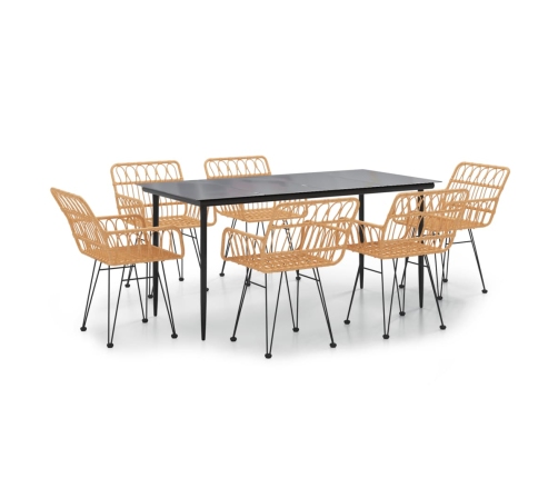 Juego de comedor de jardín 7 piezas ratán sintético