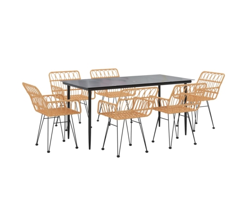 Juego de comedor de jardín 7 piezas ratán sintético