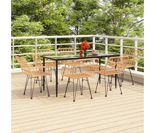 Juego de comedor de jardín 7 piezas ratán sintético